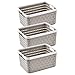 Cestini Portaoggetti in Plastica,3 Pcs Cestini Portaoggetti Piccoli Cesto Portaoggetti Impilabile set Rattan Cestelli di Stoccaggio con Manici per Cucina Bagno (light gray)