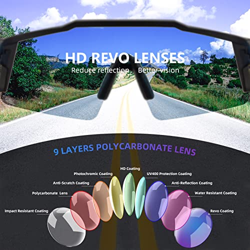 Kapvoe Photochromic Cycling Glasses Mountain Bike Sunglasses Mtb Bicycle Riding Clear Colorful High Definition Lenses 03 Blue #TOP7