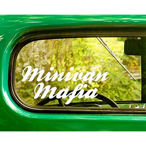 2 Minivan Mafia Decal Funny Car Stickers White Die Cut for Window Car Jeep 4x4 Truck Laptop Bumper Rv Cover