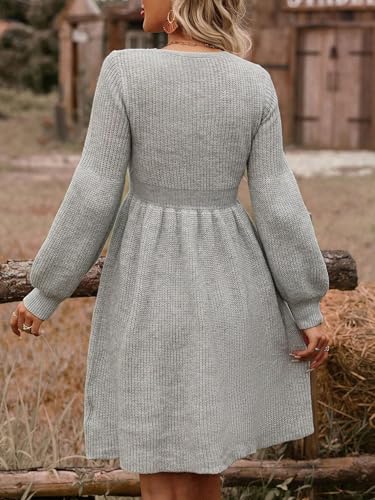 Women's 2025 Casual Sweater Dresses Casual Loose Raglan Sleeve Knit Dress2