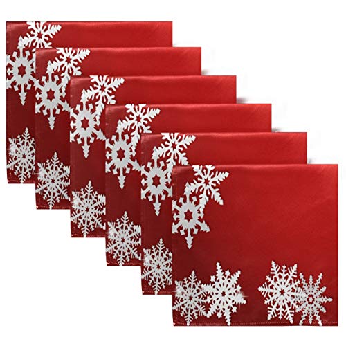 Red Christmas Snowflake Abstract Cloth Napkins Polyester Dinner Napkins Set Of 6 Napkins Great For Dining Special Occasions Or Dinner Parties #TOP5