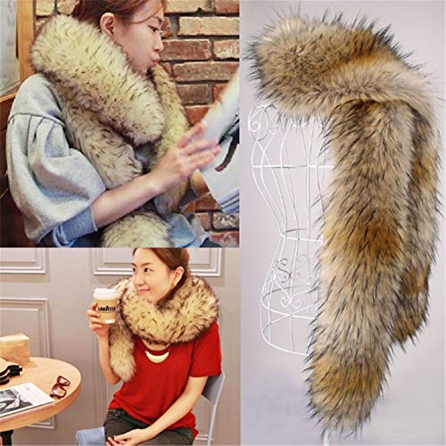 Long Men Women Faux Fur Collar Winter Warm Wrap Stole Scarf Shawl Shrug3