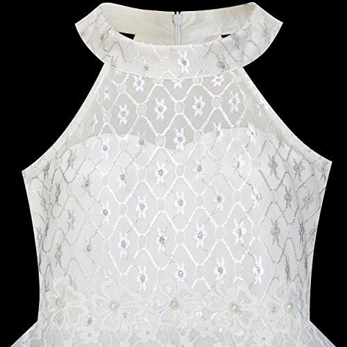 Sunny Fashion Flower Girls Dress Lace Sequins Sparkling Wedding Bridesmaid4