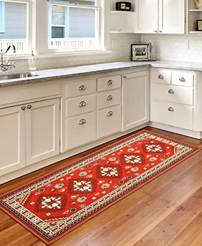 Image of THE HOME TALK Modern Polyester Area Rugs |Carpets for Living Room, Kitchen, Kid's Room, Bedroom |Microfiber Polyester Rugs |Shaggy Floor Carpet |Anti Skid Store(Dusty Red, 55x135 Cm)
