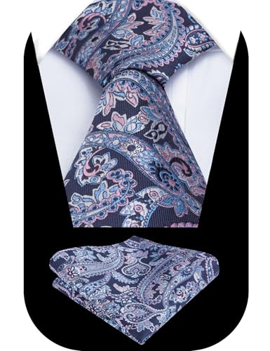 Image of Alizeal Mens 3.15'' Vintage Paisley Tie Pocket Square Set | Elegant Perfect for Banquet Wedding and Party
