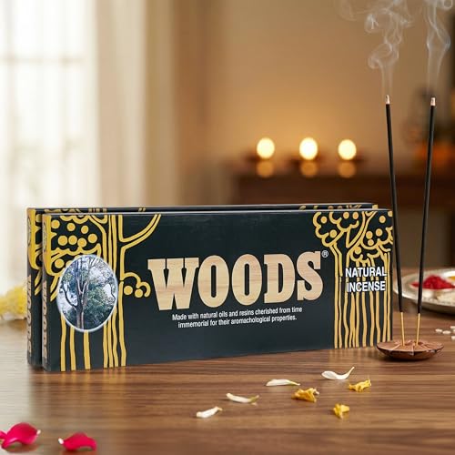 Image of Cycle Pure Woods Natural Incense Sticks, 9 Inch | Lasts Upto 60 Mins per Stick | Woody, Sandal, Resin, Cedar, Masala, Amber, Natural Fragrance for Puja, Meditation, Pack of 2 (70gm Per Pack)