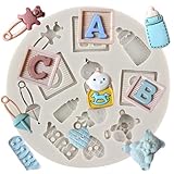 MINFEIDMS Baby Silicone Mold Baby Shower Themed Cake Fondant Molds For Cake Decorating Cupcake Topper Candy Chocolate Gum Paste Polymer Clay