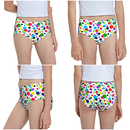 Cotton Briefs For Girls Polka Dots Colorful Circles Underwear Big Kids Stretch Panties Toddler Soft Undies 5T-7T Pack Of 2 #TOP6