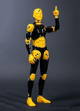 Fremego 1/12 Scale Action Figure 6inch Flexible Black Testman Crash Test Dummy Action Figure Body Doll