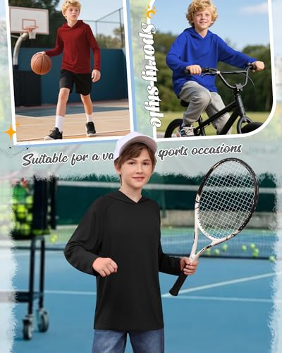 3 Pack Boys Hoodies Kids Cotton Long Sleeve Athletic Workout Sweatshirts Casual Comfy Pullover Shirts(ages 6-18)2