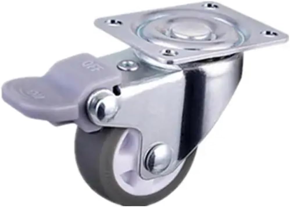 4 Pack Mini Screw TPE with Brake1/1.25"/1.5"/2" Universal Lightweight Silent Furniture WheelsGray Rubber for Home Chairs & Appliances