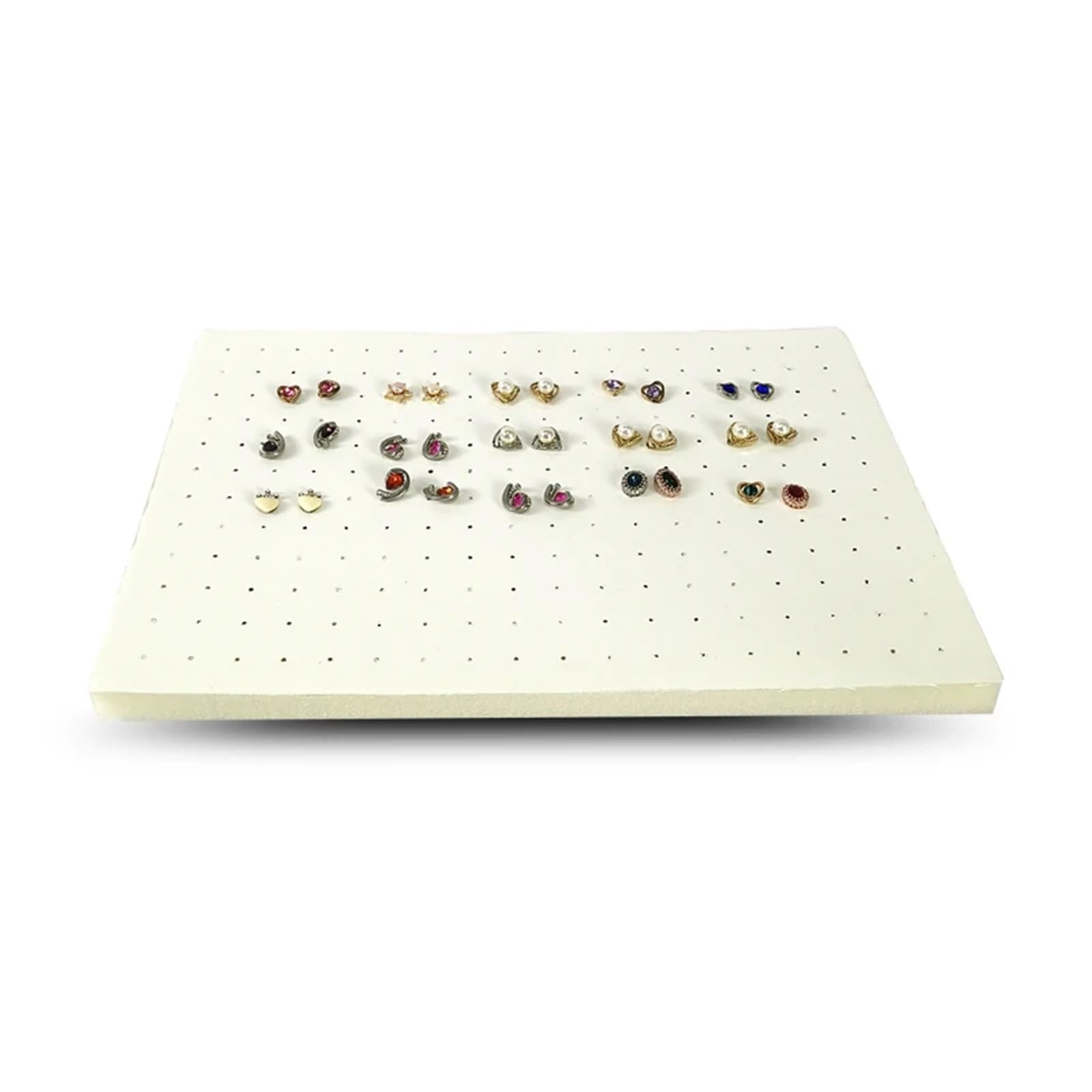 LSNNMU 5pcs 216 Holes Earrings Display Pad Studs Storage Jewelry Tray Inner Box Insert DIY Sponge Mat 33.5 * 22.5 * 1cm For Jewelry(White PU)