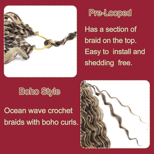 Synthetic deep wavy crochets braids extensions de cheveux denses - 2