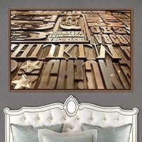 Framed Canvas Wall Art Word Panels 3D Fun Industrial Inspirational Metallic Multicolor Pop Art Typography - 16x24 inches