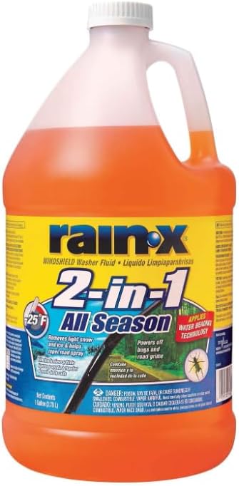 Oukki R-ain-X Rain Repellent Windshield Washer Fluid, 1 Gallon (Pack of 2), All-Season Automotive Glass Cleaner, Streak-Free, Bug & Dirt Removal, Improves Driving Visibility