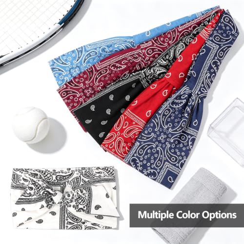 Image of DRESHOW 6 PCS Adjustable Headbands for Women Knotted Headbands Elastic Non-Slip Fashion Hair Bands for Workout Sports Running Yoga