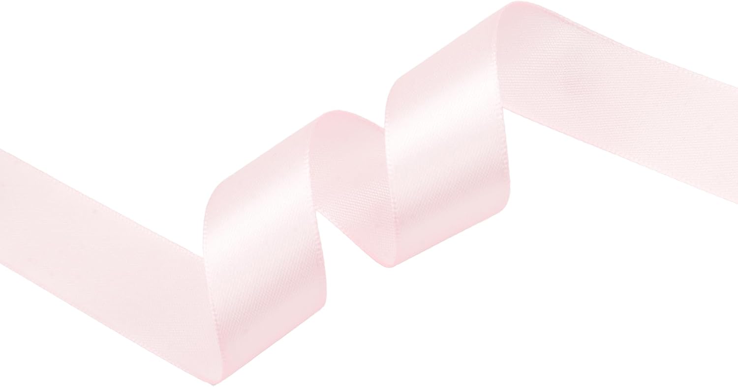 Baby Pink Satin Ribbon 1 inch X Continuous 100 Yards, Single Face Polyester Ribbon Perfect for Gift Wrapping, Flower Bouquet, Valentines Day Decor, Wedding Decor, Crafts, Bow Making, Sewing and More