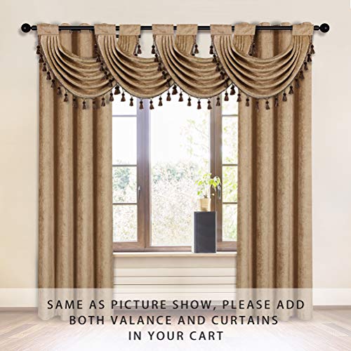 Elkca Double-Sided Chenille Curtains For Living Room Modern Window Treatment For Bedroom Curtain,Grommet Top-2 Panels (Coffee, 52" W X 96" L) #TOP5