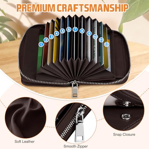 Image of HUANLANG Mens Wallet RFID Blocking Multi Card Holder Wallets for Men Bifold Wallet with Zipper Small Men's Leather Wallet