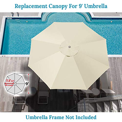 Benefitusa Umbrella Cover Canopy 9Ft 8 Rib Patio Replacement Top Outdoor-Ecru #TOP7
