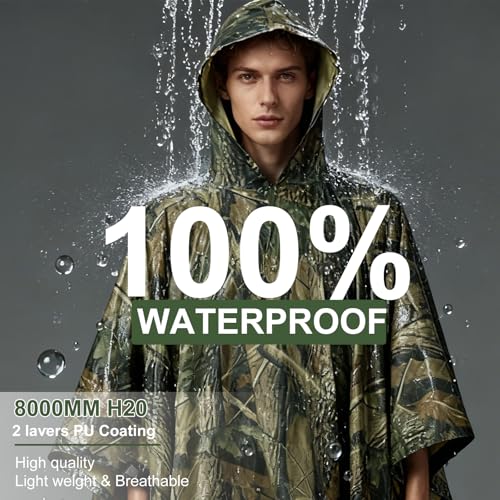 Infreecs Regenjacke Regenponcho Wasserdichter, 3 in 1 Zelt Campingdecke Regenjacken, Unisex Wiederverwendbar Regencape, Atmungsaktiver Regenmantel mit Kapuze für Picknick Jagd Camping Wandern