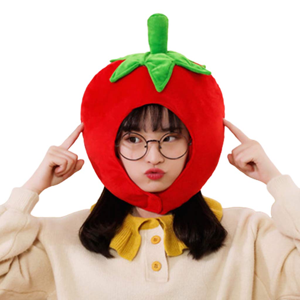 Maxtonser Lovely Tomato Shape Plush Hat Funny Fruit Stuffed Headgear Photo Props
