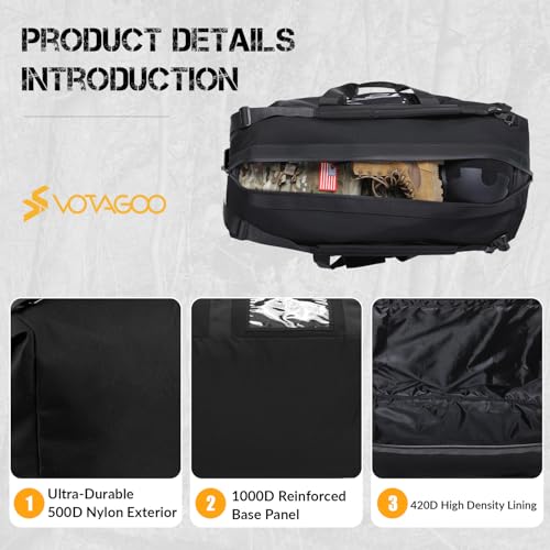 130L Tactical Travel Duffle Bag Large Capacity Waterproof Full-Access Opening Foldable Military Backpack Travel for Outdoor Camping Hunting Weekender Gym Traveling Workout Deployment3