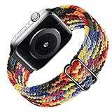 【Ajustables de Solo Loop Trenzadas Correas】Las tejidas elásticas correas son compatibles con iwatch 38mm 40mm 42mm 44mm con inoxidable acero loop hebilla, Puede ajustar la longitud de las correas iwatch libremente para que se adapten perfectamente a su muñeca. Estas deportivo correas de watch son adecuadas para la mayoría de las muñecas de las personas con 5.5 pulgadas - 8.3 pulgadas (140mm-210mm)