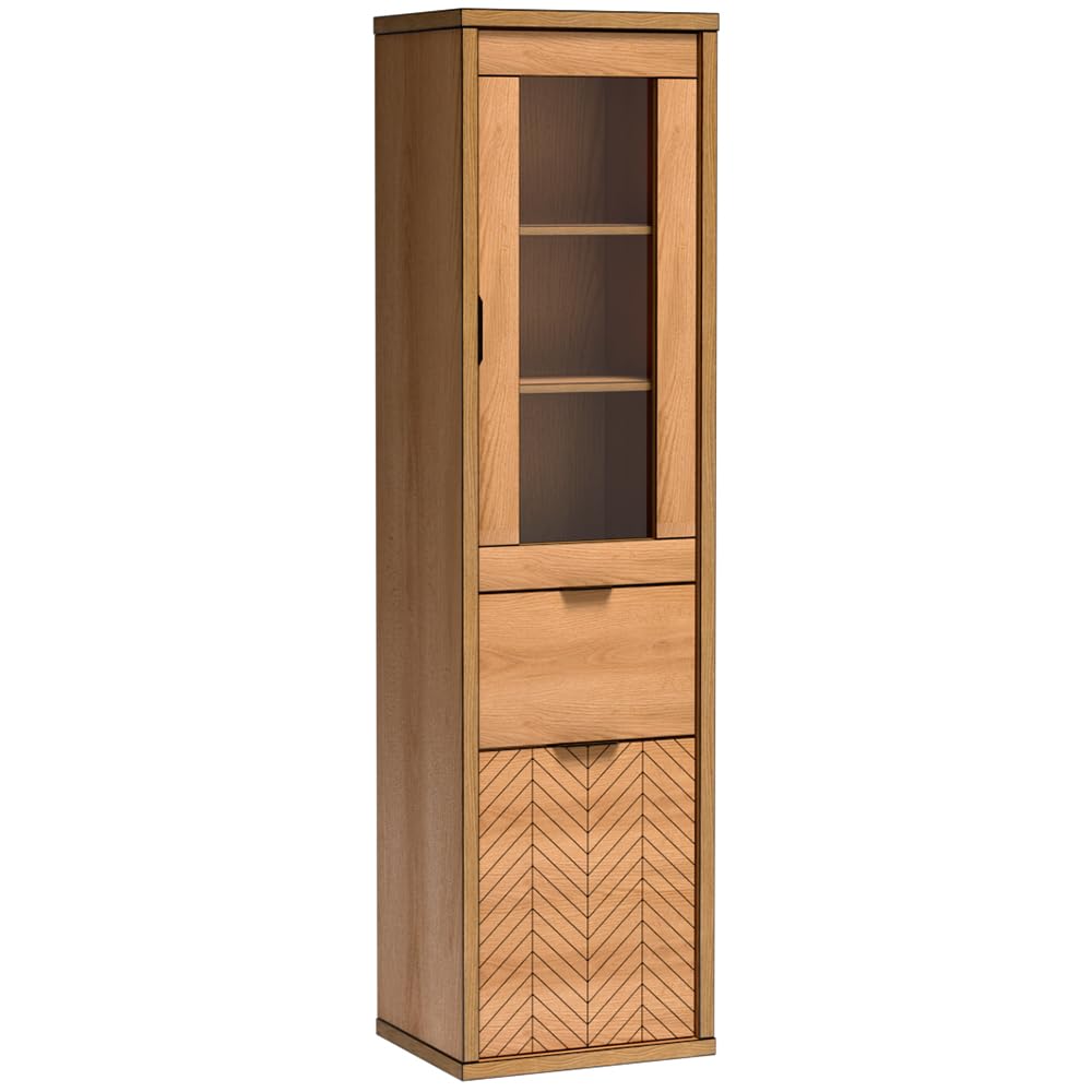 Lomadox Wohnzimmermöbel Set 2-teilig Vitrine Lowboard Wohnzimmerschrank Wohnmöbel TV-Board modern in Eiche