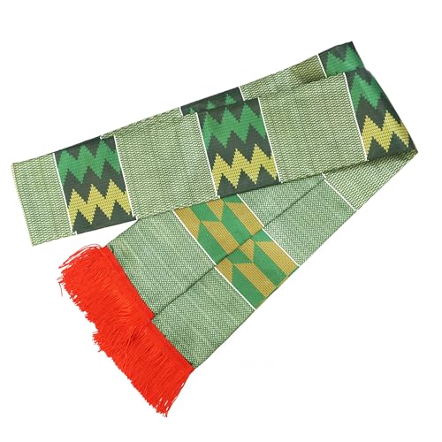 Traditional Green Grads Scarf African American Graduation Stole Scarf with Red Tassels3
