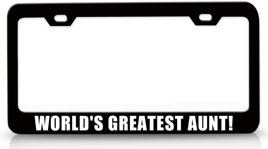 World's Greatest Aunt! Metal Car SUV Truck License Plate Frame Bl r16