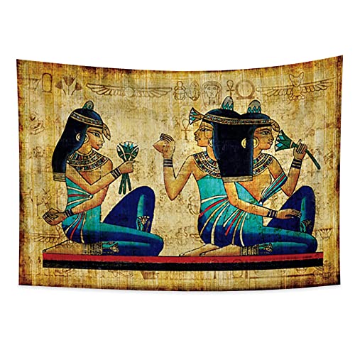 YONGFOTO 100x70cm Antiguo Egipto Tapiz Pintado de color Sacerdotisa Ropa tradicional Símbolo Civilización antigua Colgar en la pared Tapices para casa Decoración mural Manteles Manta