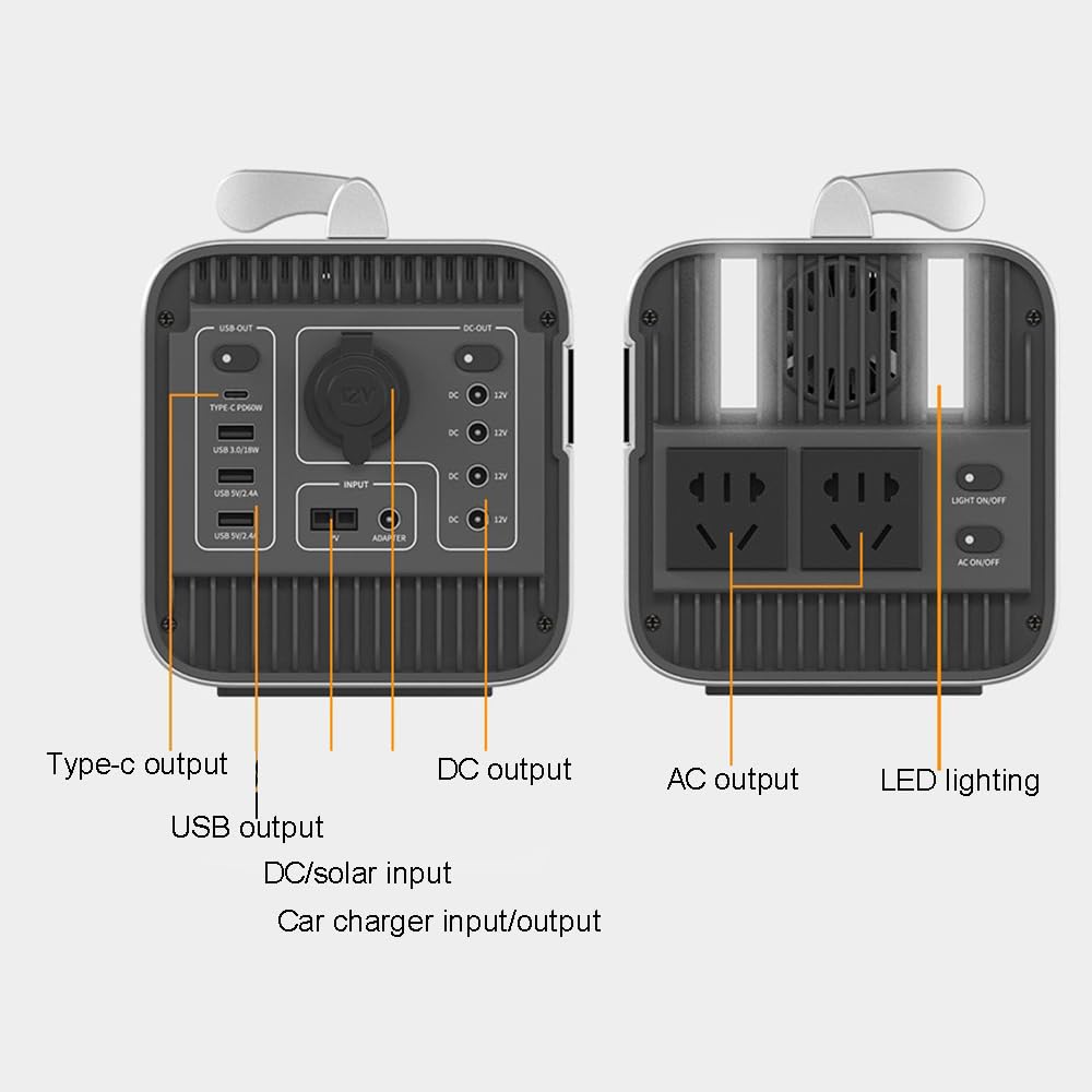 Stazione di Alimentazione Portatile 600W Generatore Solare Alimentazione Mobile Campeggio Batteria Alimentazione con Presa 220V per Viaggio Caccia Blackout