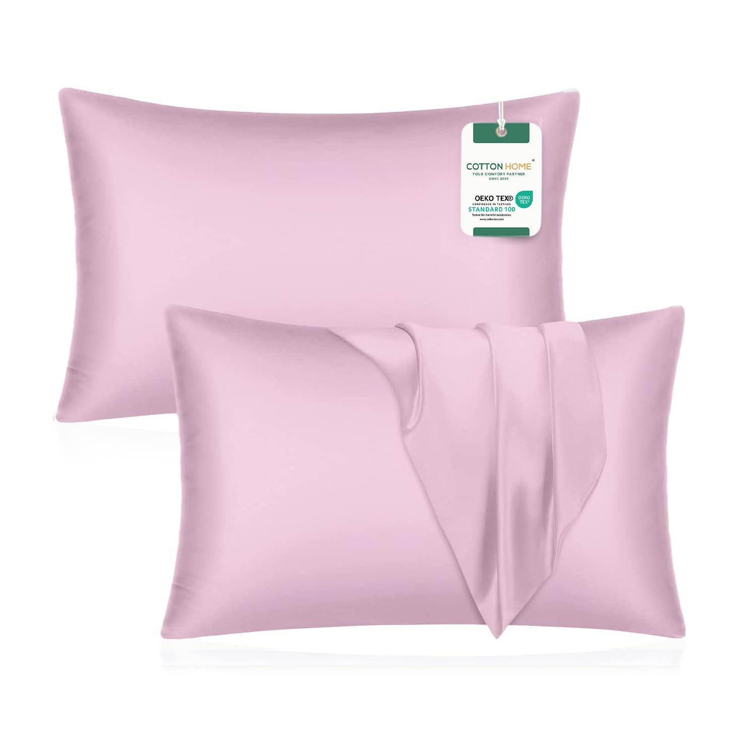 Cotton Home Pillow Cases Pack of 2, 50x75 cm (20x30 inch) Standard Size Ultra-Soft Brushed Microfiber, Durable, Wrinkle-Resistant & Breathable Pink Pillow Covers