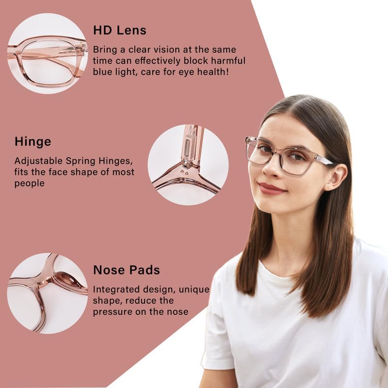 Progressive Multifocus Reading Glasses for Women Men Oversized Anti Blue Light Blocking Readers Square Eyeglasses - Image 4