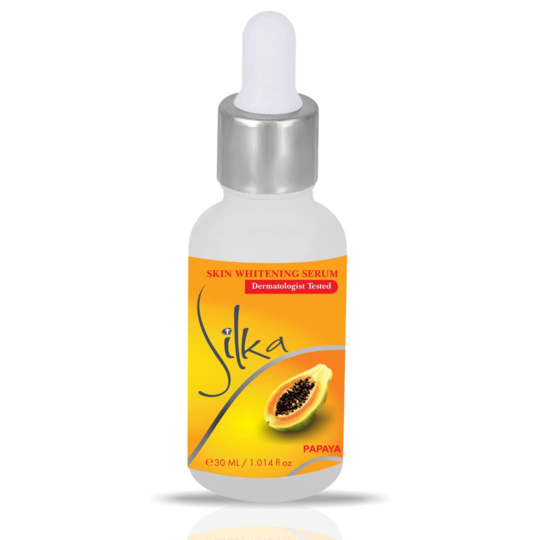 Silka Papaya Whitening Serum with Kojic Acid and Hyaluronic Acid Natural Skin Lightener Whitening Serum Dark Spot Corrector Remover for Face,Neck & Private Part 30 ML