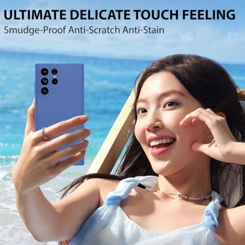 Image of LIRAMARK Liquid Silicone Soft Back Cover Case for Samsung Galaxy S22 Ultra (Midnight Blue)