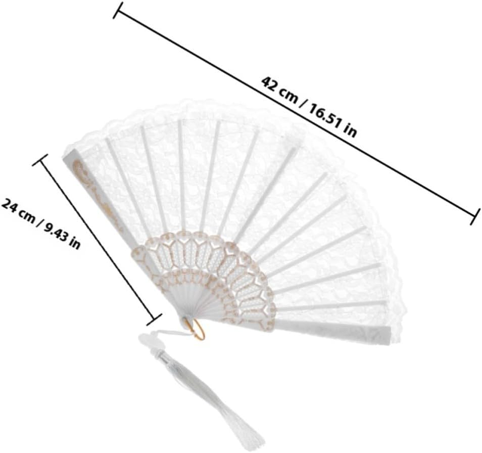 PRETYZOOM 2pcs Vintage Lace Hand Fans with Tassels Lightweight Portable Folding Fans for Women Wedding Party Dancing Photography Props