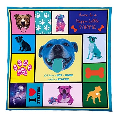 Staffie Pet Collage Fleece Throw Blanket - Bed Chair - Soft Blanket Cover