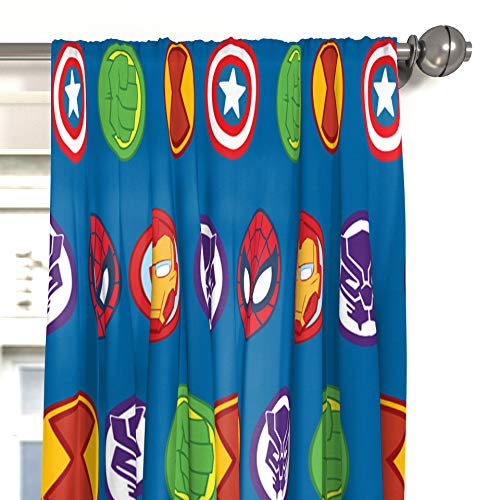 Image of Jay Franco Marvel Avengers Kids Blackout Curtains for Boys Bedroom, Superhero 42 inch W x 84 inch L Drapes 4-Piece Set with 2 Tiebacks, Microfiber Rod Pocket (Official Marvel Product)