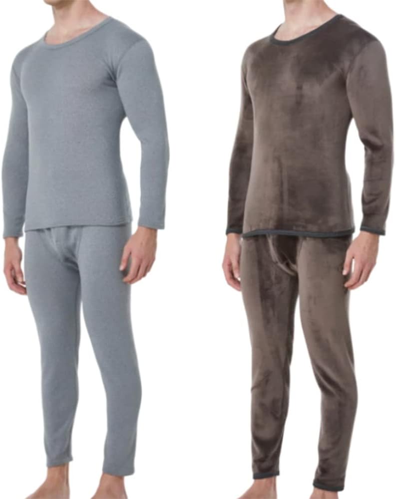 Mens Thermal Underwear Set Crew Neck Long Sleeve Top & Johns Bottoms Winter Warm Base Layer Hunting Gear Sport L-3XL