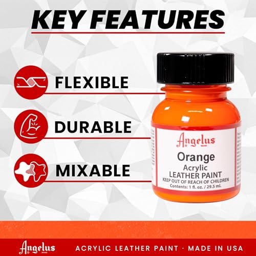 Image of Angelus Acrylic Leather Paint, Orange, 1 oz.