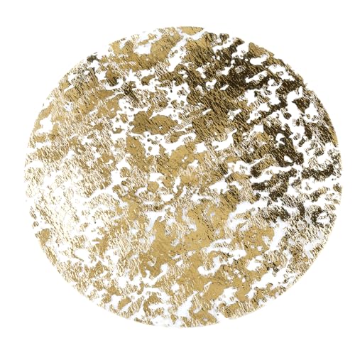 16PCS Disposable Gold Foil Placemats Round Metallic Mesh Table Mats for Dinner Parties, Banquets, and Events