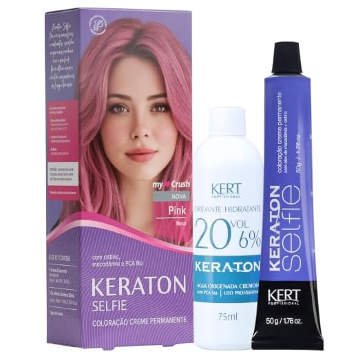KERT Coloração Permanente Em Creme Para Cabelos Com Cistina E Óleo De Macadâmia Selfie My Crush 50G Keraton Pink/Rosa