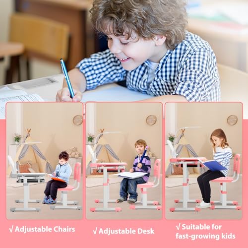 image for Rengue Kids Desk and Chair Set Height Adjustable Children School Study