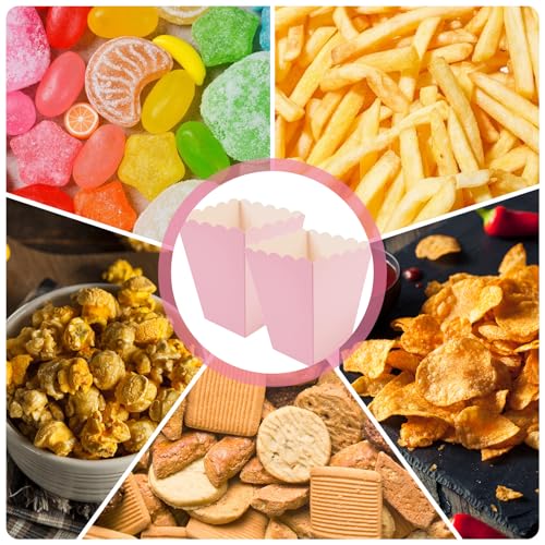 24 Stück Popcorn Tüten Klein,Popcorntüten Rosa,Mini Popcorn Becher Rosa für Party Snacks, Süßigkeiten, Popcorn und Geschenke, Zusammenklappbare Lagerung