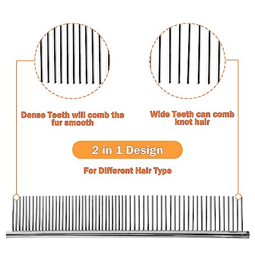 sourcing map Metal Pet Comb Pet Grooming Comb Rounded Teeth Dog Comb for Large Medium and Small Dogs and Cats With Tangled Long Hair - Image 3