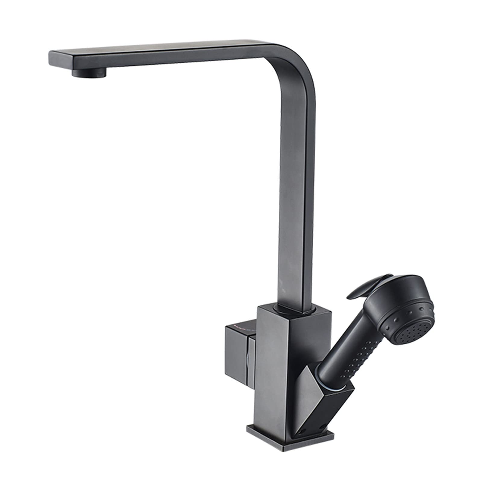 Robinet de cuisine douchette extractible pivotant en laiton noir pour évier