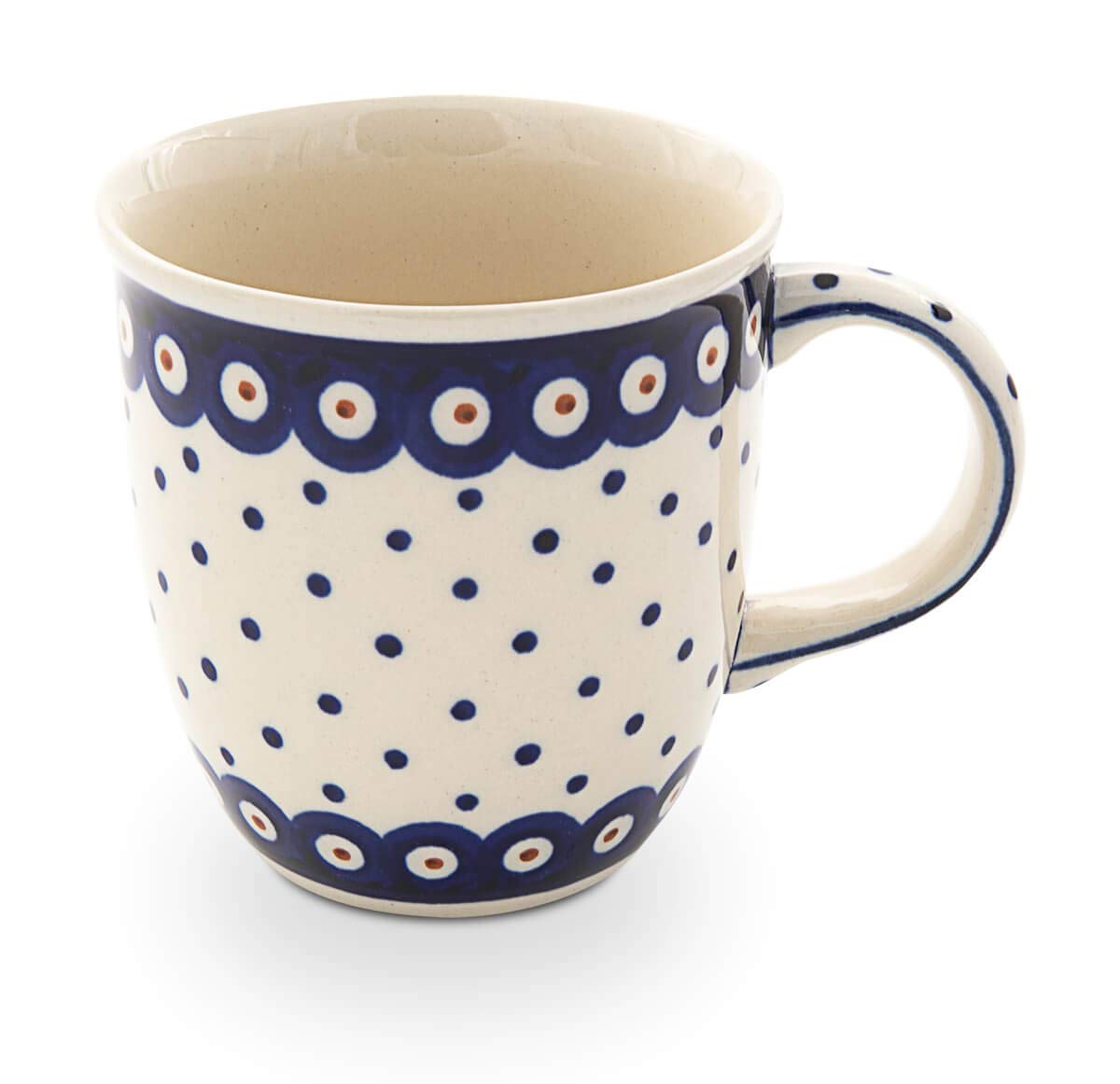 Polish Pottery Boleslawiec Mug, Curvy, 0.35L in SPOTS pattern