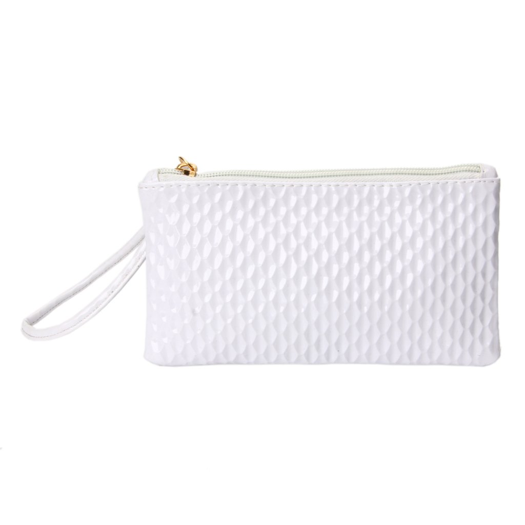 JAGENIE Women Handbag Party Evening Envelope Clutch Bag Wallet Purse Messenger Phone Bag White